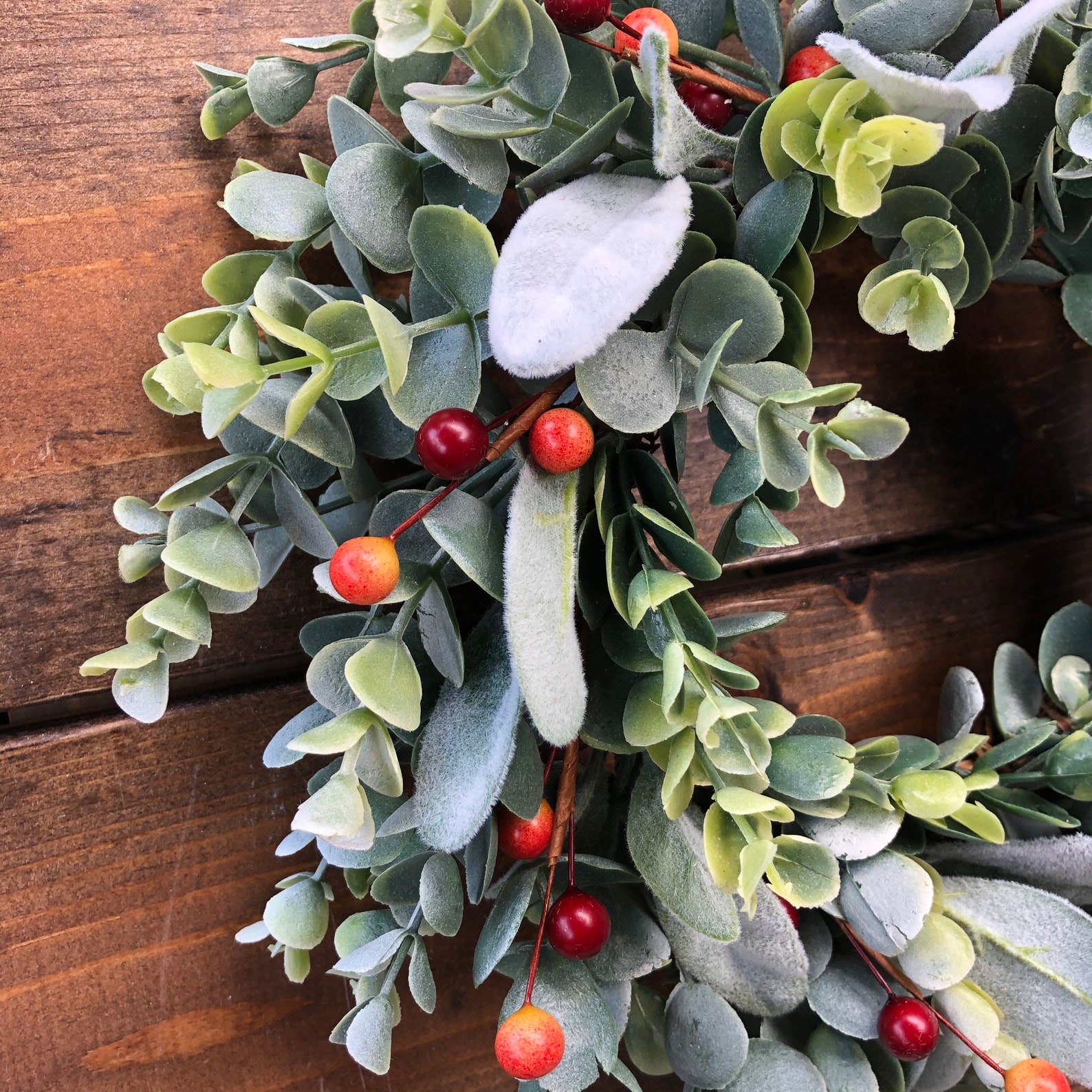 Faux Eucalyptus & Lambs Ear Wreath, Mixed Greenery Wreath, Fall Wreath ...
