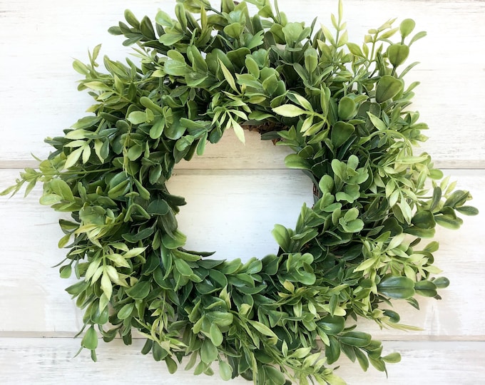 Faux Greenery Wreath, Mixed Greenery Wreath, Small Wreath, Faux Boxwood