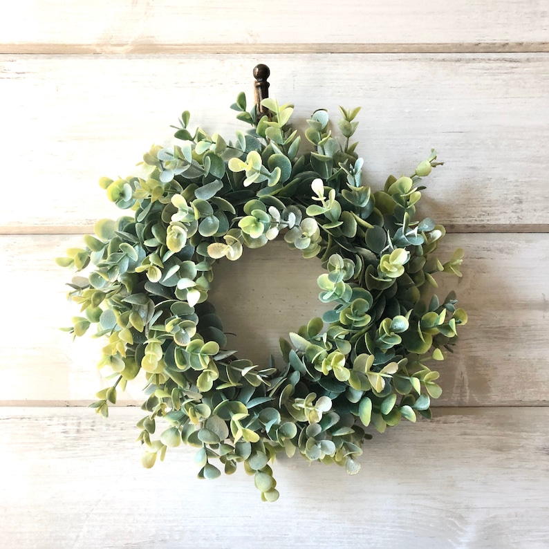 Frosted Eucalyptus Wreath Small Wreath Faux Greenery Wreath Etsy
