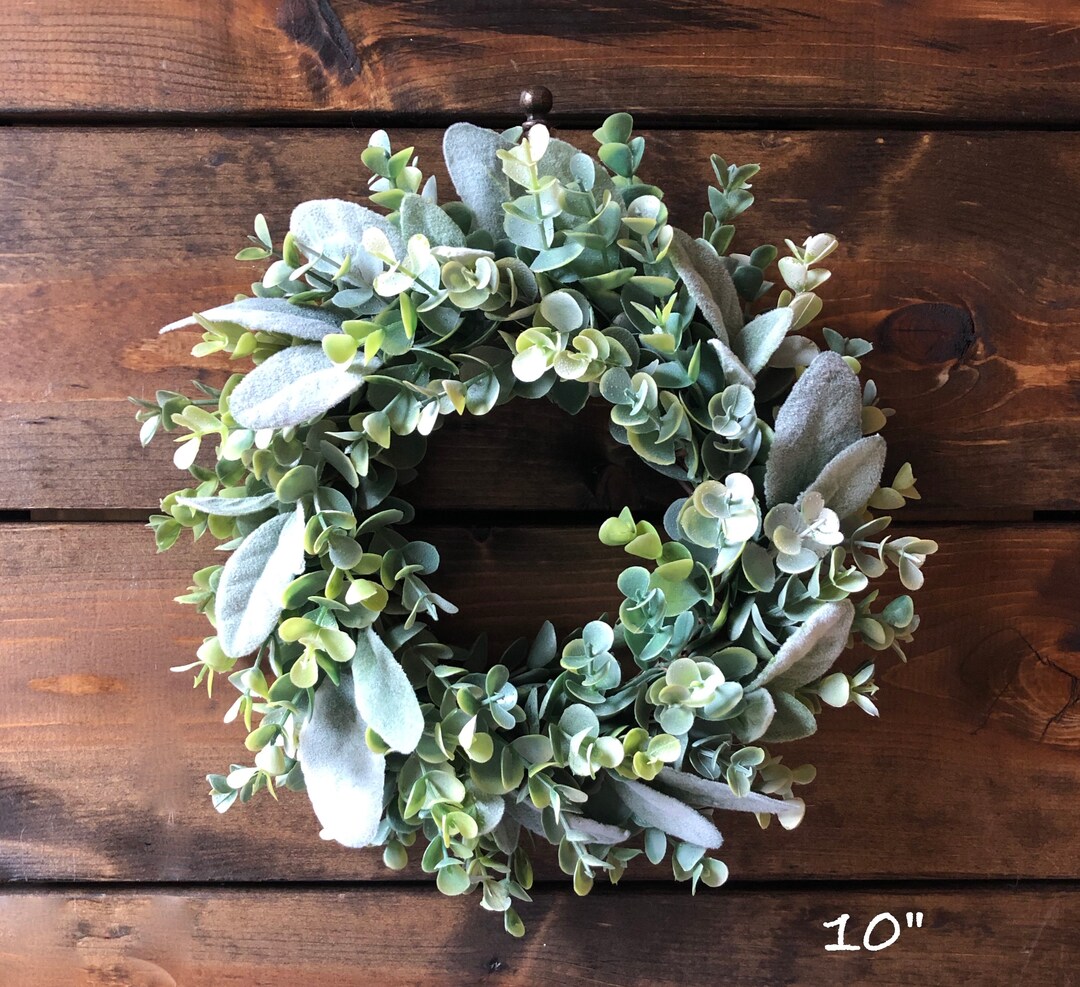 Faux Eucalyptus Lambs Ear Wreath, Farmhouse Candle Wreath - Etsy