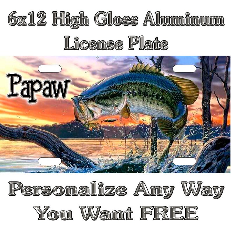 Bass Fishing Large Mouth Custom Monogram License Plate Auto Etsy