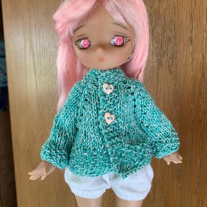 Hand Knit Doll Cardigan for 1/6 IMOMODOLL Yosd Bjd Turquoise