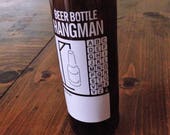 Beer Bottle Hangman Retro Glass Amber Pub Piece Glass Holder of Pencils, Cutlery, Pens, Tools, Match Sticks, Man Cave, White, Decor, Prop