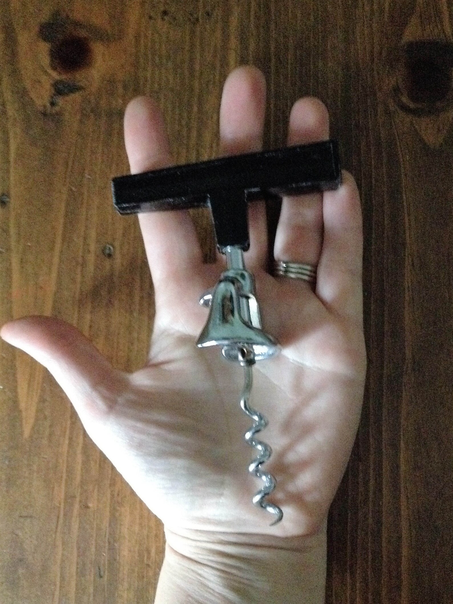 Vintage Corkscrew Bottle Opener Black Handle Metal Wine Cork Etsy