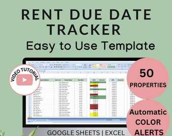 Rent Due Date Tracker: Landlord Template for Google Sheets & Excel