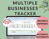 Multiple Business Accounting Spreadsheet: Income & Expense Tracker (Excel, Google Sheets)