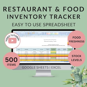 Inventory Tracker for Restaurant & Food | Track Food Expiry Freshness Stock Reorder Level | Easy Spreadsheet Template Excel Google Sheets