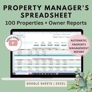 Property Manager Spreadsheet: Rental Income & Expense Tracker (Excel, Google Sheets)