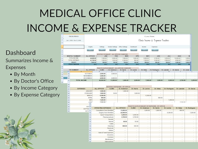 Medical Office Clinic Expense Tracker 10 Doctors Office