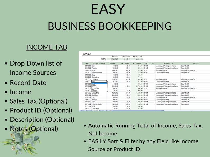 Small Business Bookkeeping Bundle: Income & Expense Tracker Receivables ...