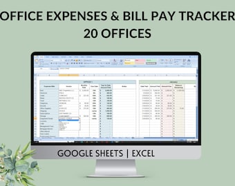 Office Bill Payment Tracker: Multi-Office Expense Spreadsheet (Google Sheets, Excel)