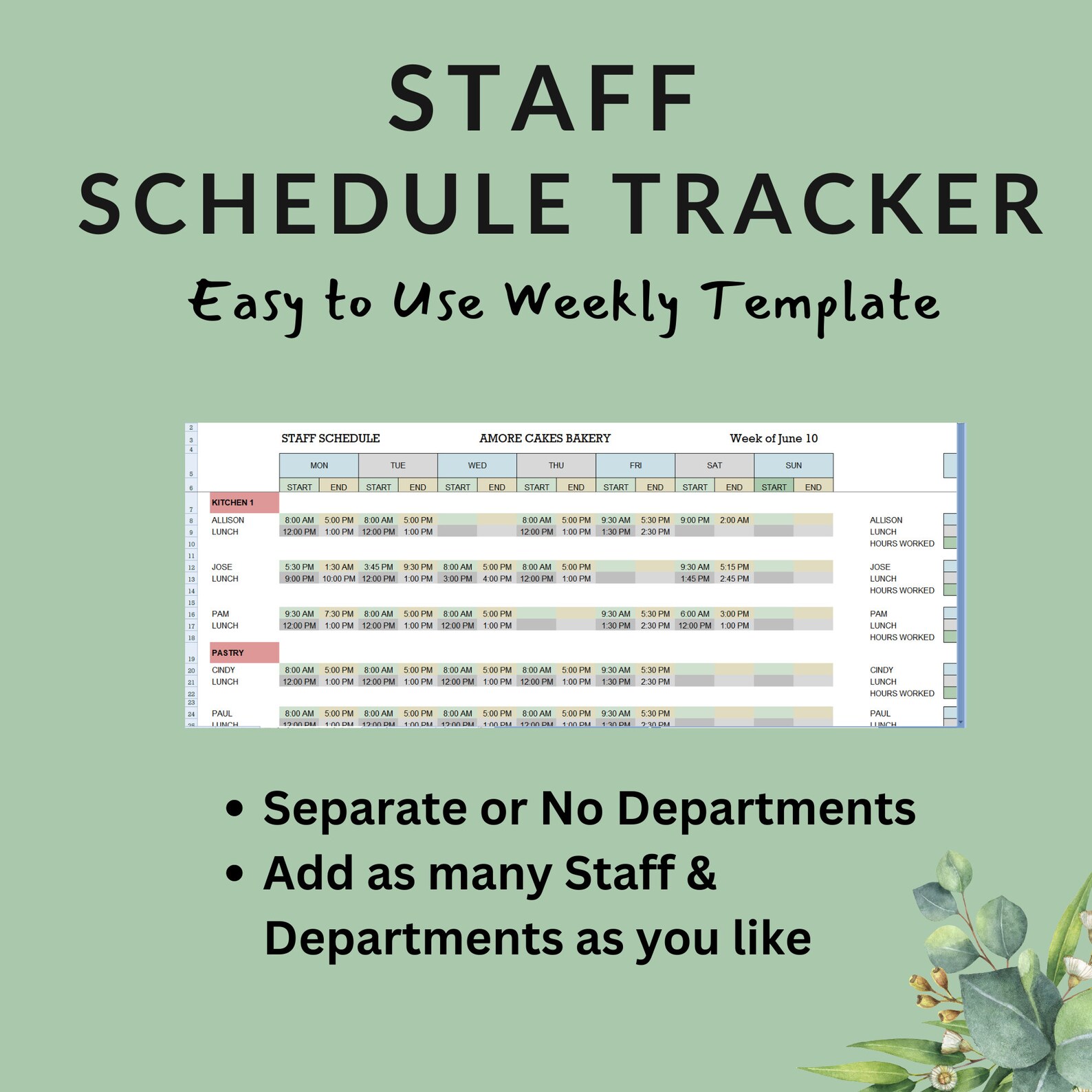 Weekly Staff Schedule Template With Overnight Shifts: Printable ...