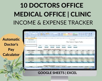 Medical Office Income Expense Tracker: Doctor Pay Calculator (Google Sheets & Excel)