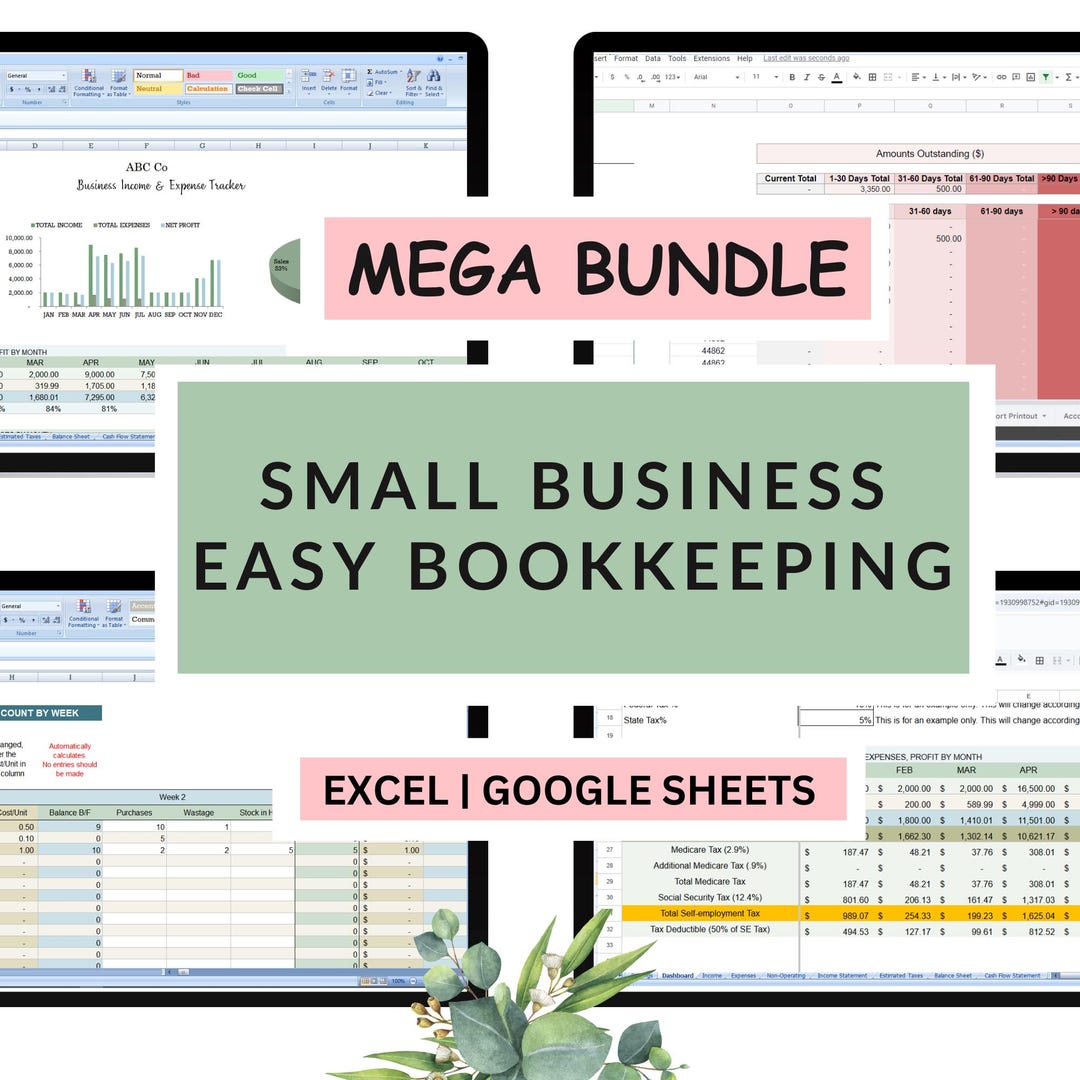Small Business Bookkeeping Bundle Excel & Google Sheets Spreadsheet ...