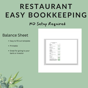 Easy Bookkeeping for Restaurant Bistro Bar Cafe Income Expenses and Inventory Tracker Profit & Loss Balance Sheet Excel Google Sheets image 7