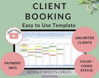 Client Booking Appointment Scheduling Template | Photographer Event Venue Planner Unlimited Customers Color Coded Status Google Sheets Excel