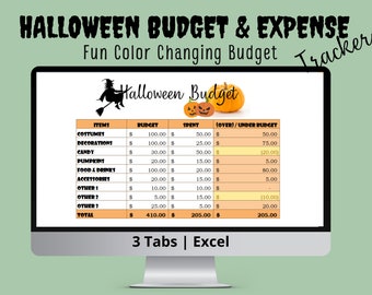 Halloween Budget & Expense Tracker | Halloween Planner Spreadsheet | Fun Parents Kids Project Exercise | Halloween Dashboard | Excel