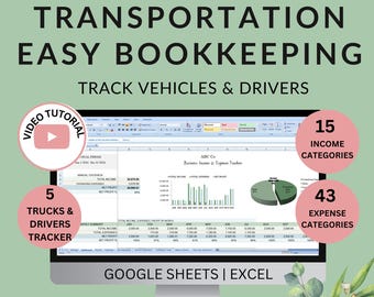 Transportation Bookkeeping Spreadsheet: Vehicle & Driver Tracking (Excel, Google Sheets)