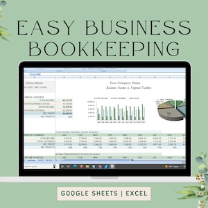 Bookkeeping Small Business Spreadsheet | Easy Bookkeeping Template | Income Expense Tracker | Profit Loss Accounting Sales Tax Google Sheets