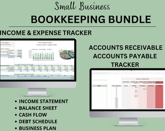 Small Business Bookkeeping Bundle: Income & Expense Tracker Receivables Payables (Google Sheets)