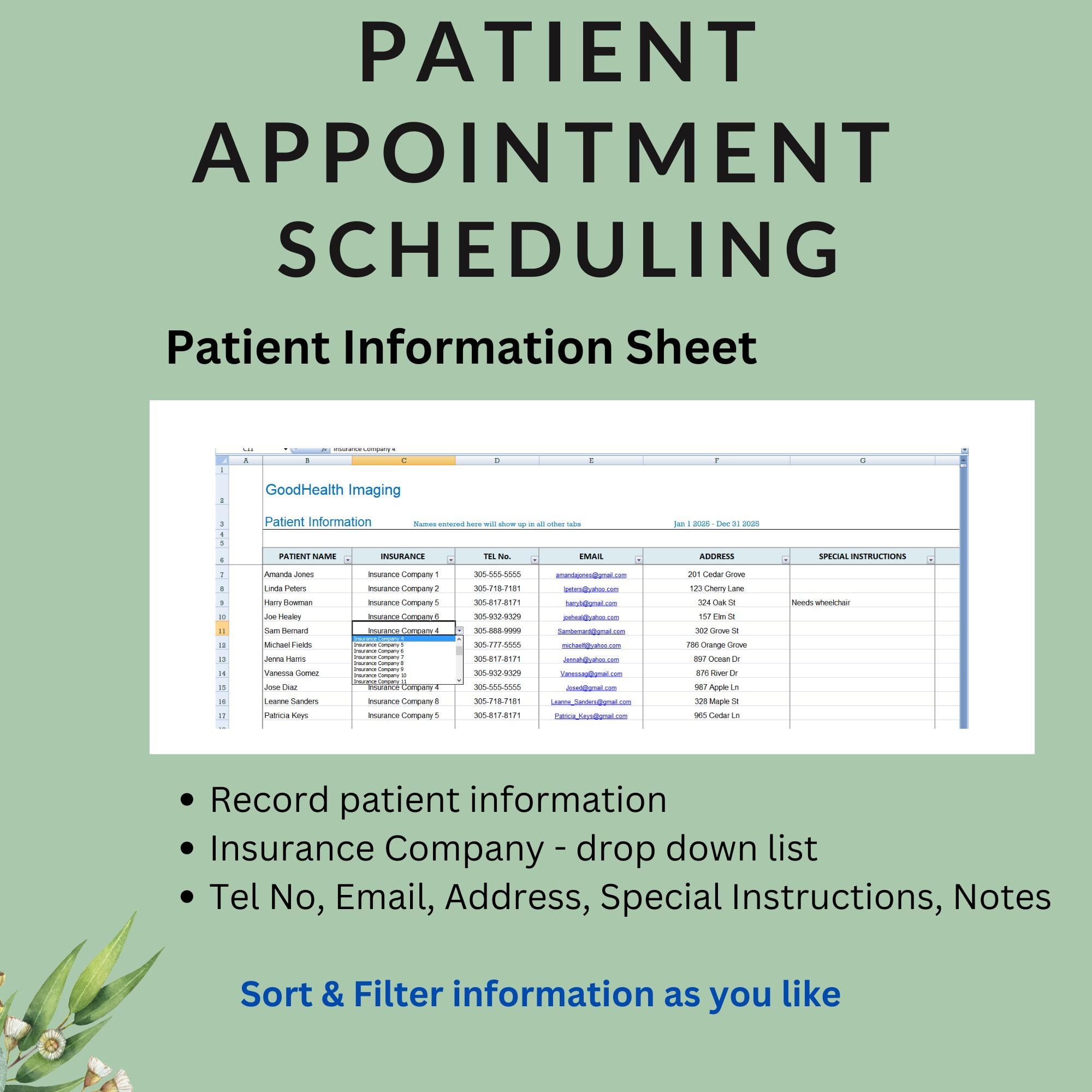 Patient Appointment Scheduling Template: Clinic Medical Office (excel ...