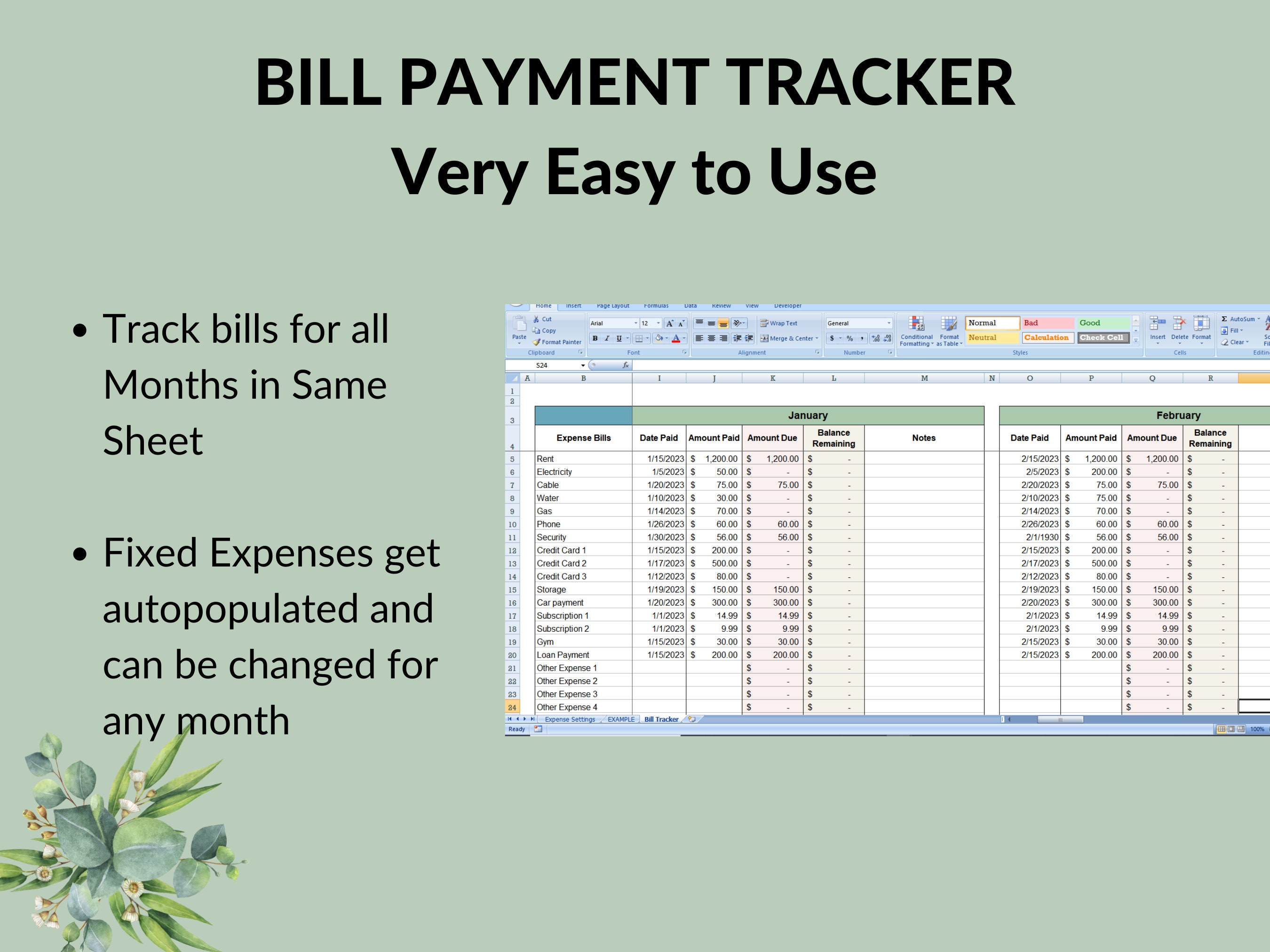Monthly Bill Payment Tracker: Google Sheets & Excel Template - Etsy