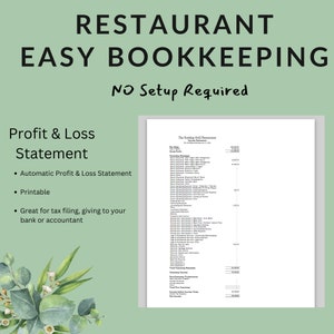 Easy Bookkeeping for Restaurant Bistro Bar Cafe Income Expenses and Inventory Tracker Profit & Loss Balance Sheet Excel Google Sheets image 6