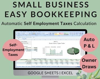 Small Business Bookkeeping Template: Income Expenses Taxes Owner Draws (Excel, Google Sheets)