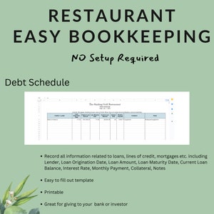 Easy Bookkeeping for Restaurant Bistro Bar Cafe Income Expenses and Inventory Tracker Profit & Loss Balance Sheet Excel Google Sheets image 9