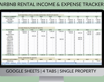 Airbnb Rental Income Tracker: Google Sheets Spreadsheet (Digital Download)