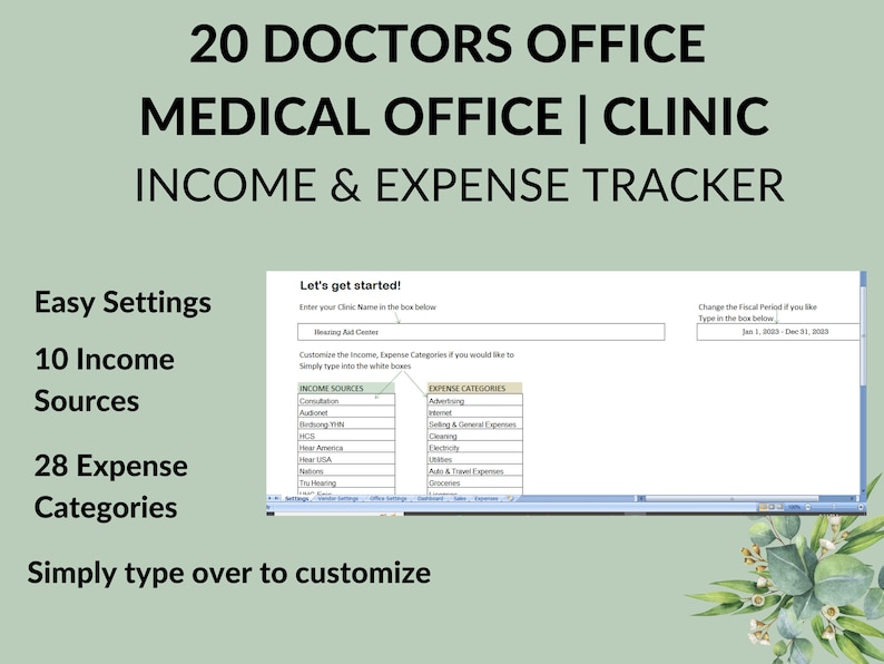 20 Doctors Office Medical Devices Clinic Expense Tracker