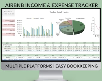 Airbnb Rental Income Expense Tracker: Excel Spreadsheet (Digital Download)