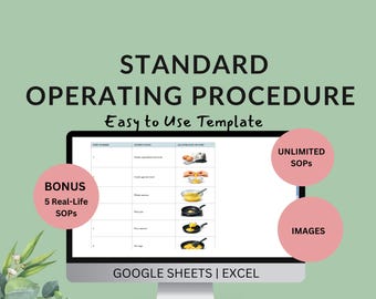 Standard Operating Procedure Template | SOP with Examples | Company Task Documentation | Business Process Checklist | Excel Google Sheets