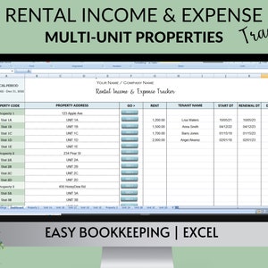 Multi-Unit Properties Rental Income & Expense Tracker: Landlord Excel Spreadsheet