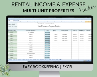 Multi-Unit Properties Rental Income & Expense Tracker: Landlord Excel Spreadsheet