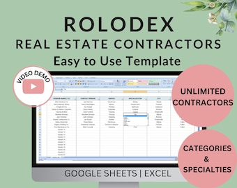 Real Estate Contractor Rolodex: Google Sheets & Excel Template