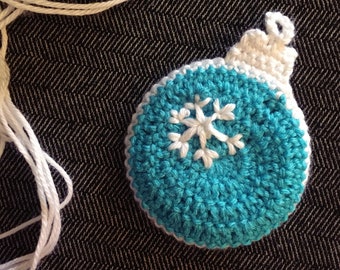 Set of 2 Handmade Ornaments | Crochet Ornament with snowflake detail