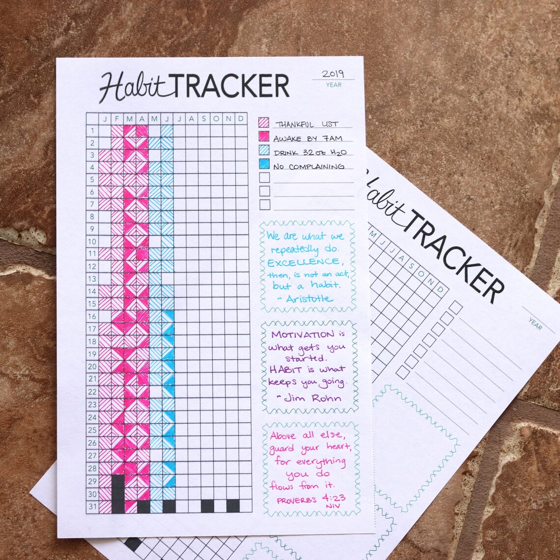 Habit Tracker Annual Printable Bujo Organize My Life - Etsy