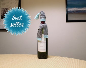 Crochet Pattern | Wine Bottle Scarf and Hat Set