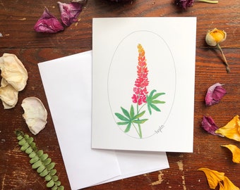 Lupine flower single blank greeting card
