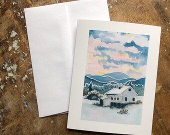 Vermont Barn single blank greeting card