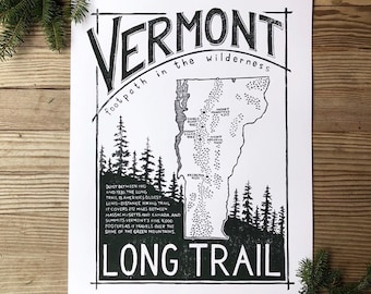 FOOTPATH screenprint, Vermont's Long Trail, Green Mountains, by MTN GRL Studio