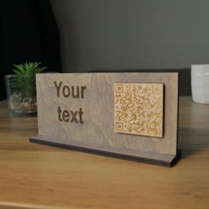 RESTAURANT MENU QR eiken en acryl aanpasbaar Qr-code 9 cm x 3,5 cm Bar