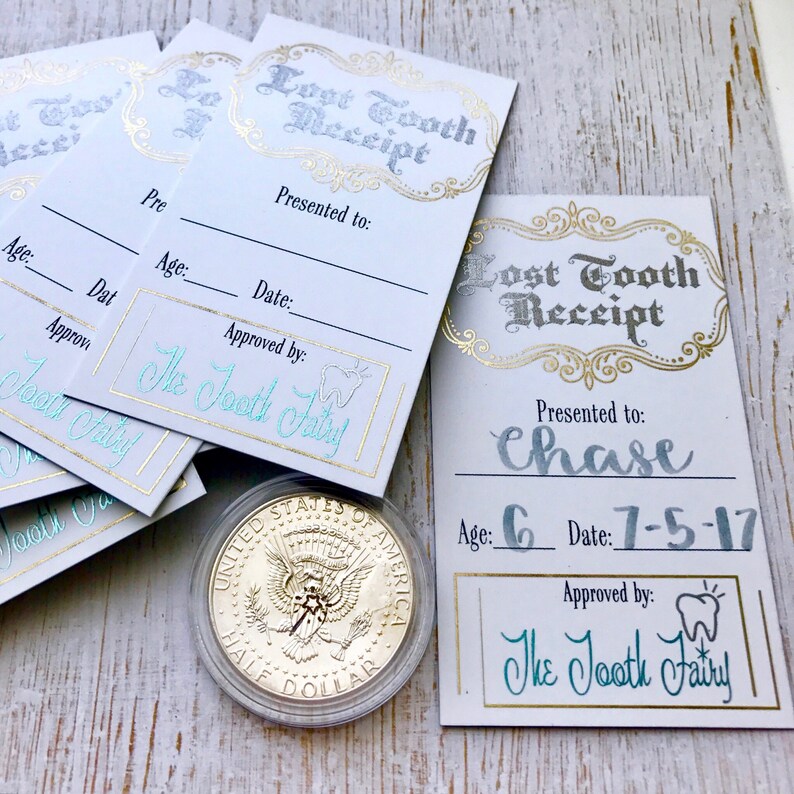 Tooth Fairy Receipt Letter Card Set of 10 or 20 lost tooth image 3