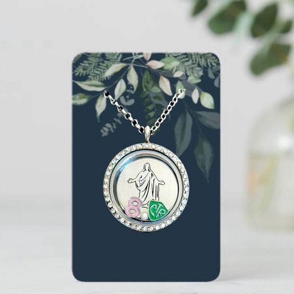 LDS Baptism Locket Necklace Gift - Christus and pearl and 2 other choice of personalized charms