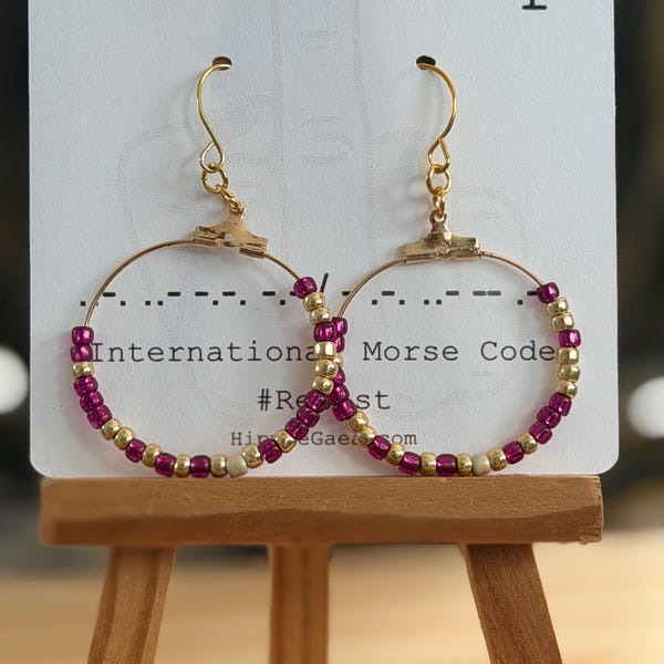 F@ck Trump Morse Code Earrings - READ description, wire or post, silver or gold toned
