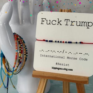F*ck Trump Activist Novelty Bracelet - Morse Code - Fight Tyranny - Resist - READ FULL DESCRIPTION