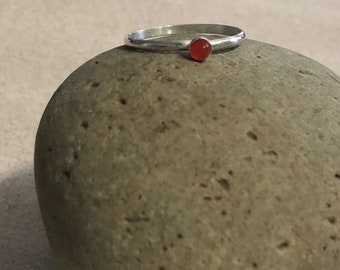 Orange Chalcedony Sterling Silver Ring