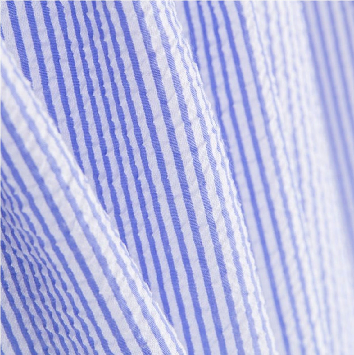 Blue striped seersucker gingham fabric Ref. TE1544 Etsy