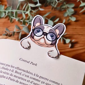 Segnalibro Bulldog Francese – Regalo Carino Fatto a Mano per Lettori, Cartoleria Cane Divertente, Per Amanti dei Libri, Prodotto in Francia